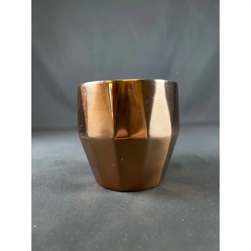 Starbucks Faceted Bronze Copper Tone Metal Coffee Mug cap home decor 2014